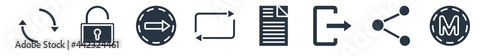 user interface filled icons. glyph vector icons such as medium, share, , new file, retweet, go, unblocked sign isolated on white background.