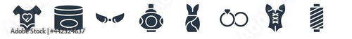 woman clothing filled icons. glyph vector icons such as cylindrical lamp?, female sexy dress?, engagement ring?, sexy feminine dress in black?, parfume?, cat eyes glasses?, creme container black?