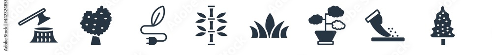 nature filled icons. glyph vector icons such as black ash tree, sow, bonsai tree, agave, bamboo plant from japan, eco energy source, basswood tree sign isolated on white background. nature filled icons. glyph vector icons such as black ash tree, sow, bonsai tree, agave, bamboo plant from japan, eco energy source, basswood tree sign isolated on white background.
