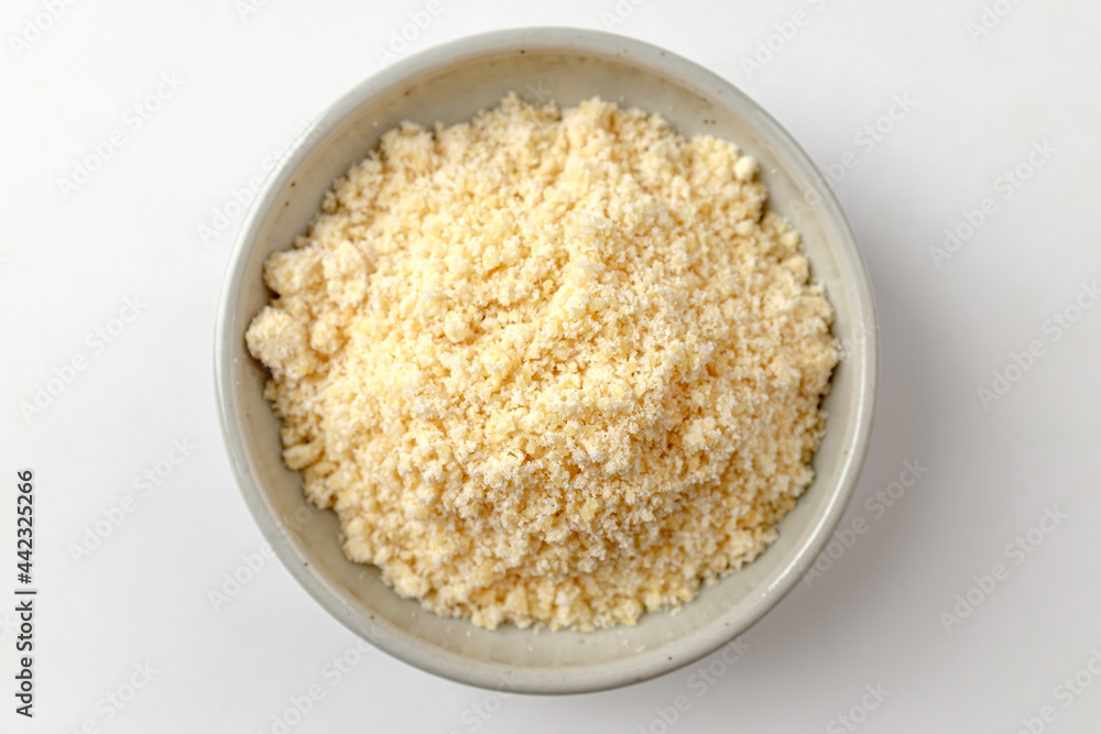 cheese powder on a white background cheese powder on a white background