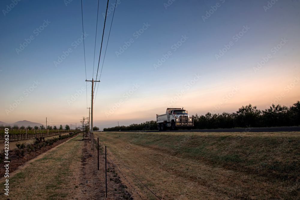 Sunrise traffic in vineyards - Hunter Valley - Australia Sunrise traffic in vineyards - Hunter Valley - Australia