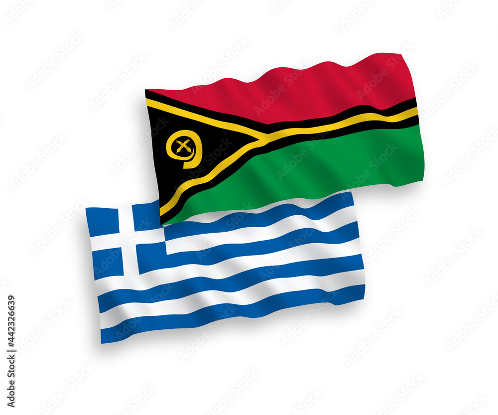 Flags of Greece and Republic of Vanuatu on a white background Flags of Greece and Republic of Vanuatu on a white background