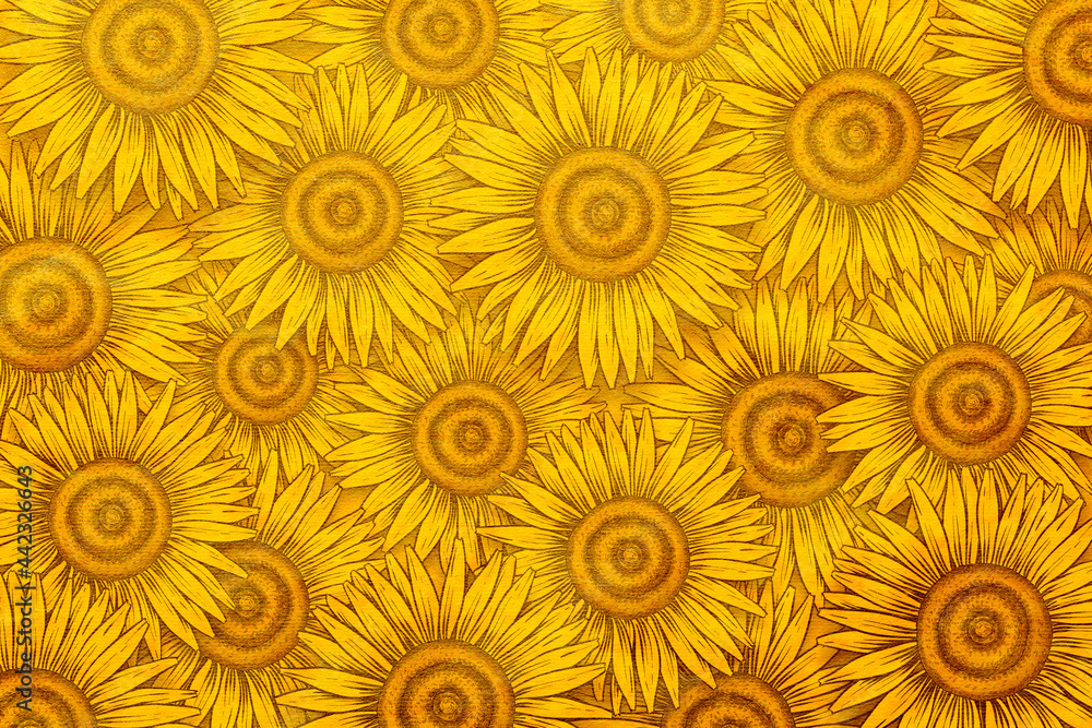 Hand drawn sunflower background design resource Hand drawn sunflower background design resource