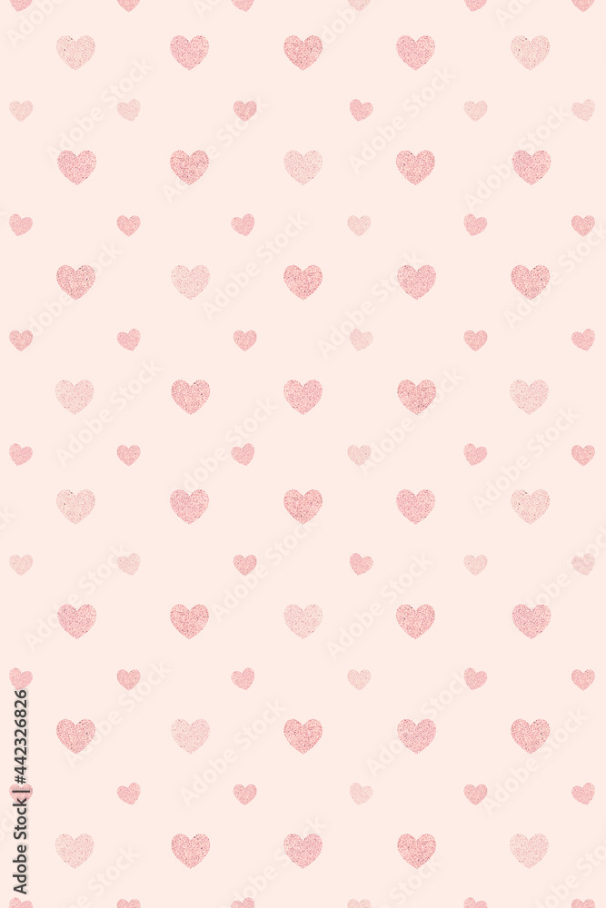 Seamless glittery pink hearts patterned background