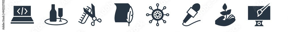 people skills filled icons. glyph vector icons such as graphic de, environment, journalist, boat rudder, calligraphist, barber, sommelier sign isolated on white background. people skills filled icons. glyph vector icons such as graphic de, environment, journalist, boat rudder, calligraphist, barber, sommelier sign isolated on white background.