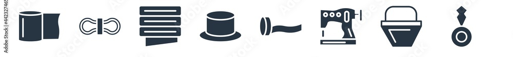 sew filled icons. glyph vector icons such as threader, sewing basket, old sewing machine, sewing equipment, grommet, fabrics, wool sign isolated on white background. sew filled icons. glyph vector icons such as threader, sewing basket, old sewing machine, sewing equipment, grommet, fabrics, wool sign isolated on white background.