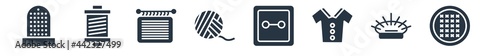sew filled icons. glyph vector icons such as embroidery, pin holder, garment, sewing tools, wool ball, handloom, spool sign isolated on white background.