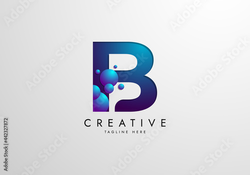 Letter B logo combined with gradient colored bubbles, logo Design Template