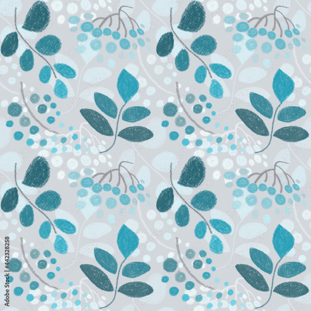 Vegetable autumn seamless pattern, drawing with pastels, colored twigs and berries on a light background. Vegetable autumn seamless pattern, drawing with pastels, colored twigs and berries on a light background.