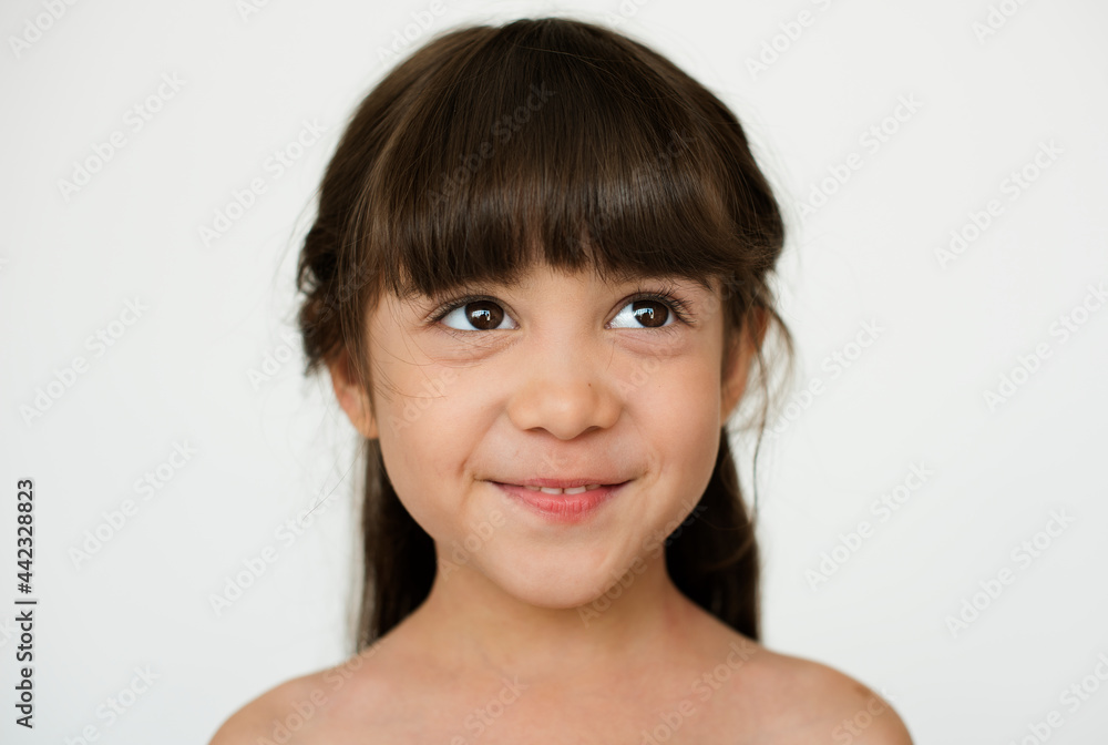 World face-French girl in a white background World face-French girl in a white background