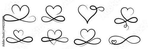 Infinity love symbol, Hand drawn valentine heart infinity sign. wedding design vector elements.