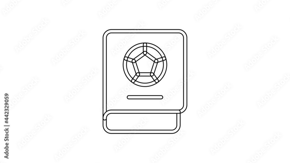 Black line Football learning book icon isolated on white background. 4K Video motion graphic animation Black line Football learning book icon isolated on white background. 4K Video motion graphic animation