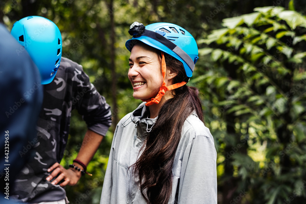People waring safety helmet for outdoors activities People waring safety helmet for outdoors activities