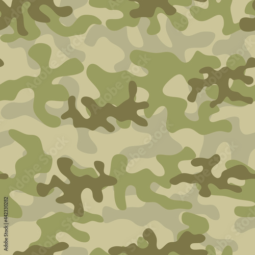 Dark military camouflage background for textile. Seamless army pattern. 