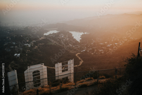 Behind the Hollywood sign with the view of Hollywood city