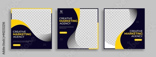 minimal square banner template with geometric shapes for social media post, story and web internet ads. Vector illustration