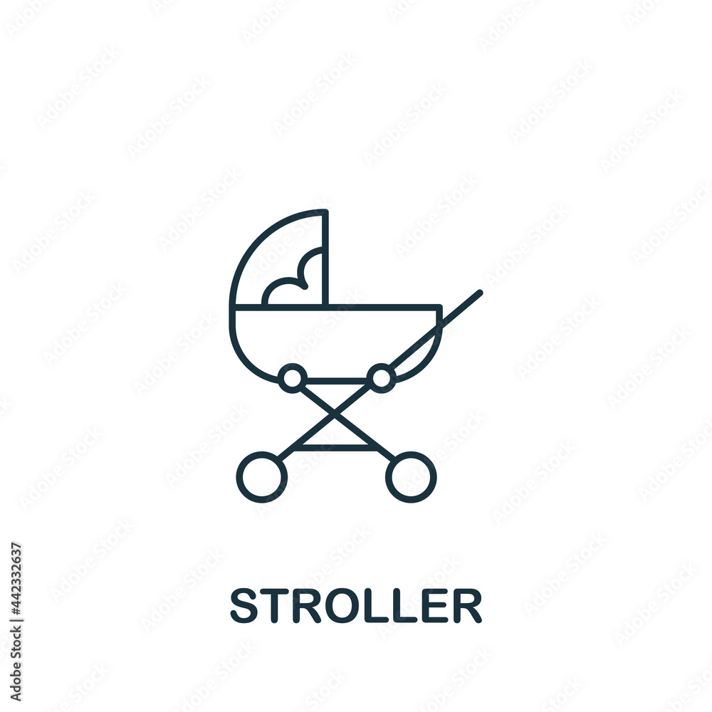 Stroller icon from baby things collection. Simple line element Stroller symbol for templates, web design and infographics Stroller icon from baby things collection. Simple line element Stroller symbol for templates, web design and infographics