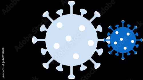 COVID 19, coronavirus bouncing and moving around. 4k video with alpha channel. Seamless looping animation on transparent background.