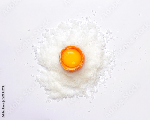 Chicken eggs on salt on a bright background. Consuming eggs can increase good cholesterol, eggs also contain high-quality protein that is good for the body. Can be consumed as a breakfast menu.