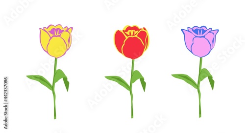Set of flowers for stickers, labels, tags, gift wrapping paper.