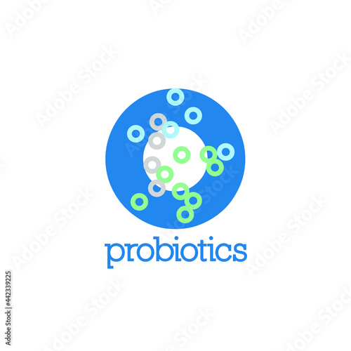 Probiotics logo. Bacteria logo. Concept of healthy nutrition ingredient for therapeutic purposes. Simple flat style trend modern logotype graphic design isolated