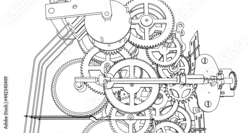 clock mechanism vintage 3d illustration