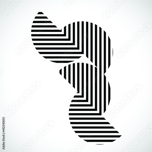 Modern logo with half circles and lines.. Unusual minimal design .frame with Vector stripes .Geometric shape.