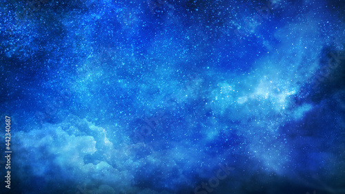 Photography magic night lanscape with starry sky and clouds