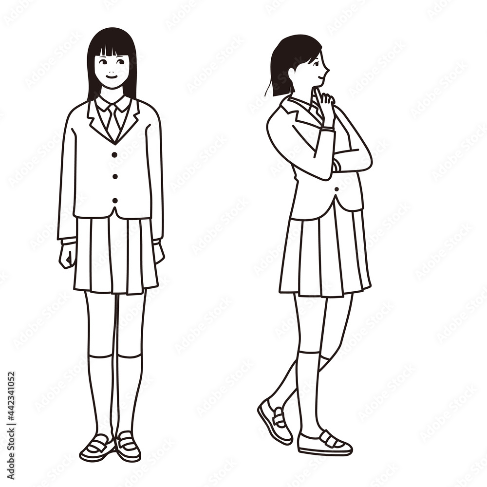 制服の女子高生のベクターイラスト 制服の女子高生のベクターイラスト