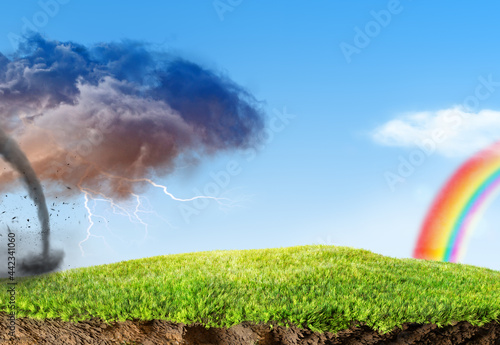 good and bad weather concept 3D illustration
