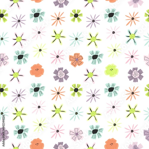 Hand drawn flowers print. Template for paper design  cover  textile print. Vector element of seamless 