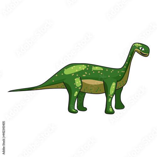 Funny prehistoric Brontosaurus dinosaurus. Ancient wild monsters reptiles cartoon style. Vector isolated © hadeev