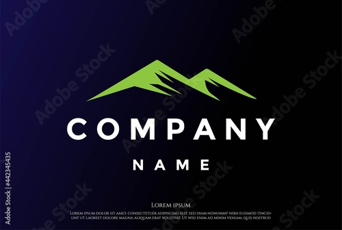 Simple Minimalist Mountain Landscape Logo Design Vector