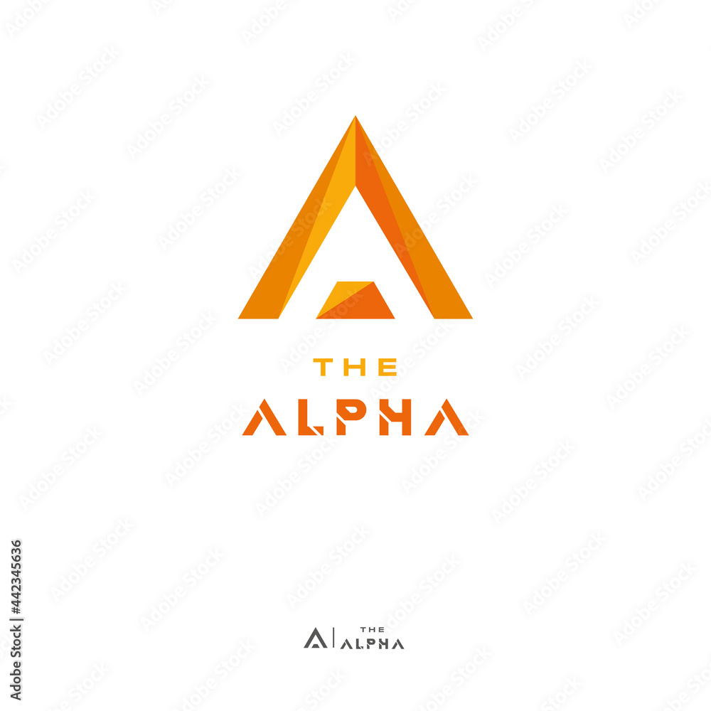 Initial A Logo Design, with a yellow and orange triangle on white background. Vector smart mark of letter A Initial A Logo Design, with a yellow and orange triangle on white background. Vector smart mark of letter A