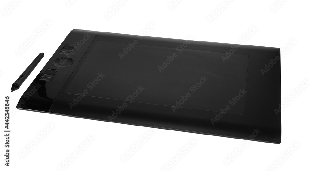 Fototapeta premium Black pencil graphics and tablet isolated on white