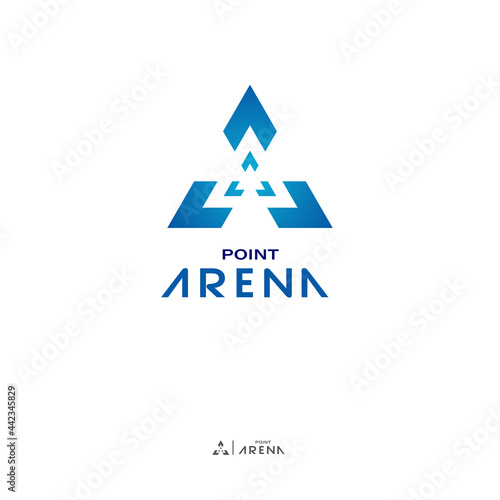 Initial A Logo Design, with blue triangle on white background. Vector smart mark of letter A