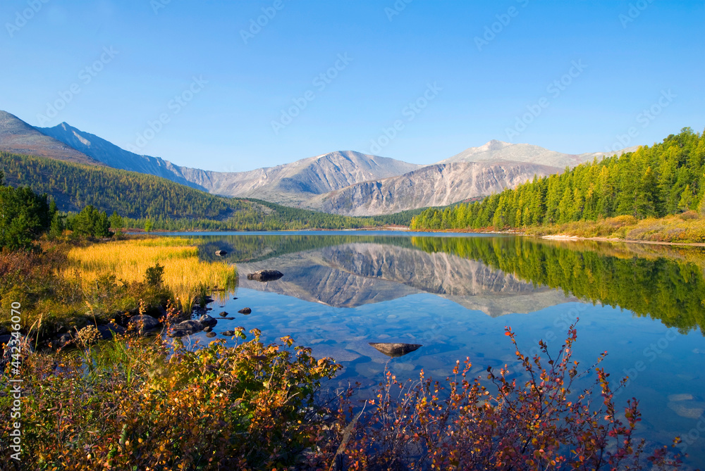 Scenic view of mountains and lake