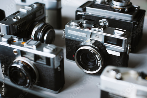 Group of vintage film cameras