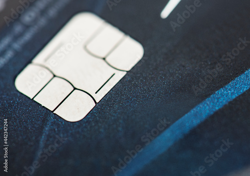 Closeup of EMV credit card chip macro photo