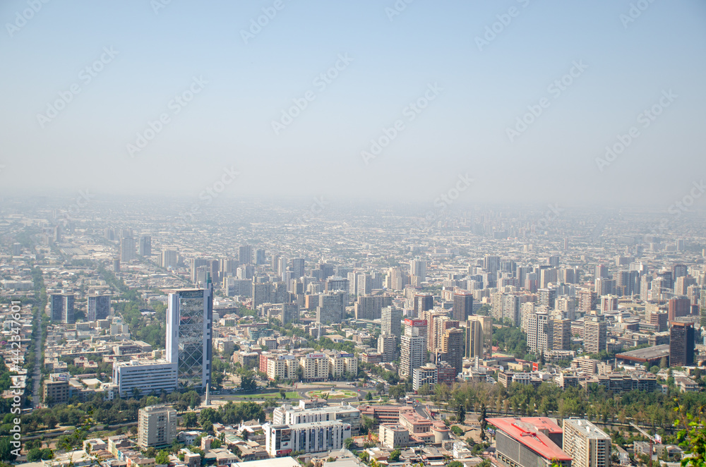 View of the city of Santiago from the Cerro San Cristóbal - San Cristóbal Hill.