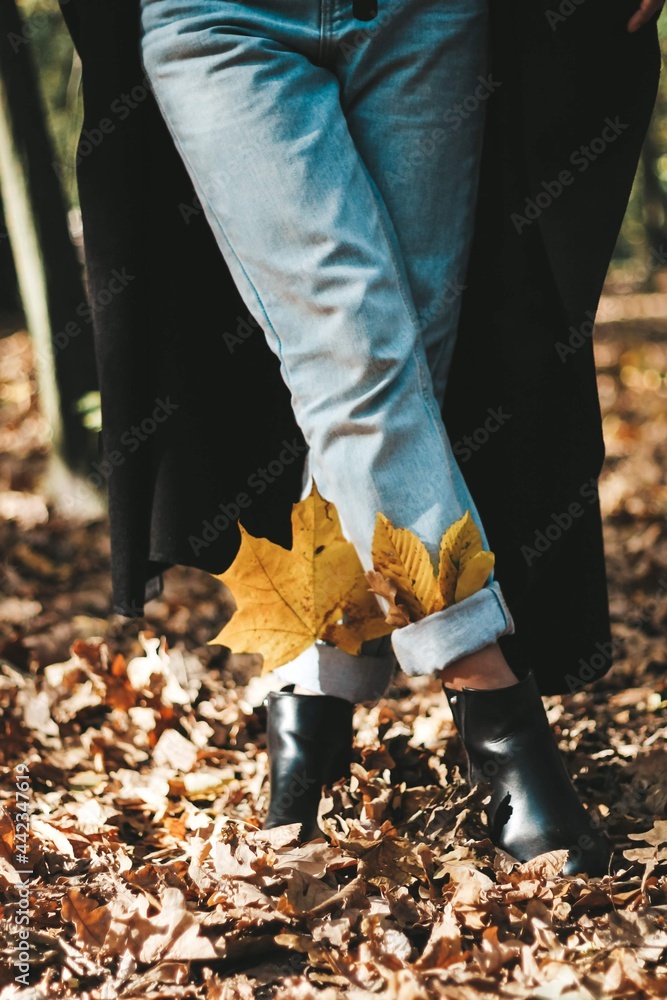 autumn yellow leaves in boots for a girl autumn autumn yellow leaves in boots for a girl autumn