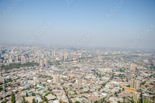 View of the city of Santiago from the Cerro San Cristóbal - San Cristóbal Hill.