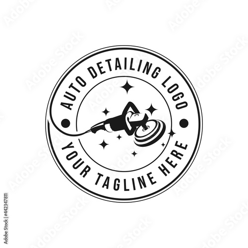Vintage style auto polish detailing logo design