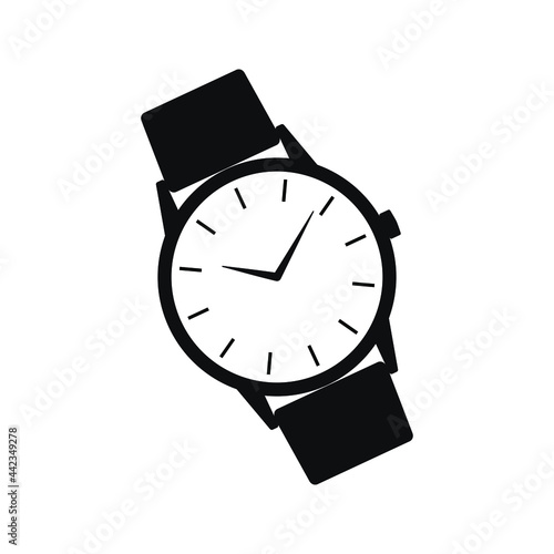 Wrist watch graphic icon. Watch with band sign isolated on white  background. Vector illustration