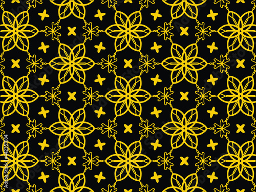 014 yellow flower on black pattern background-01