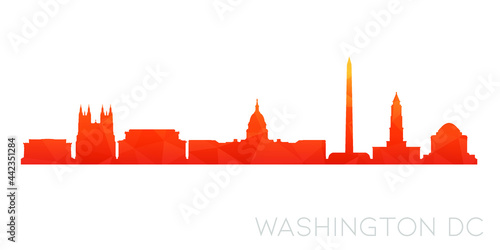 Washington, DC, USA Low Poly Skyline Clip Art City Design. Geometric Polygon Graphic Horizon Icon. Vector Illustration Symbol.