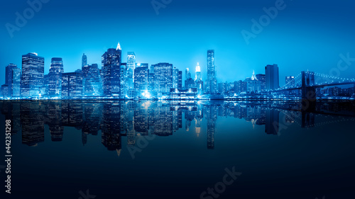 Skyscraper of New York city at night