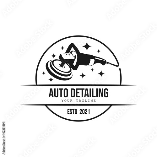 Vintage style auto polish detailing logo design photo