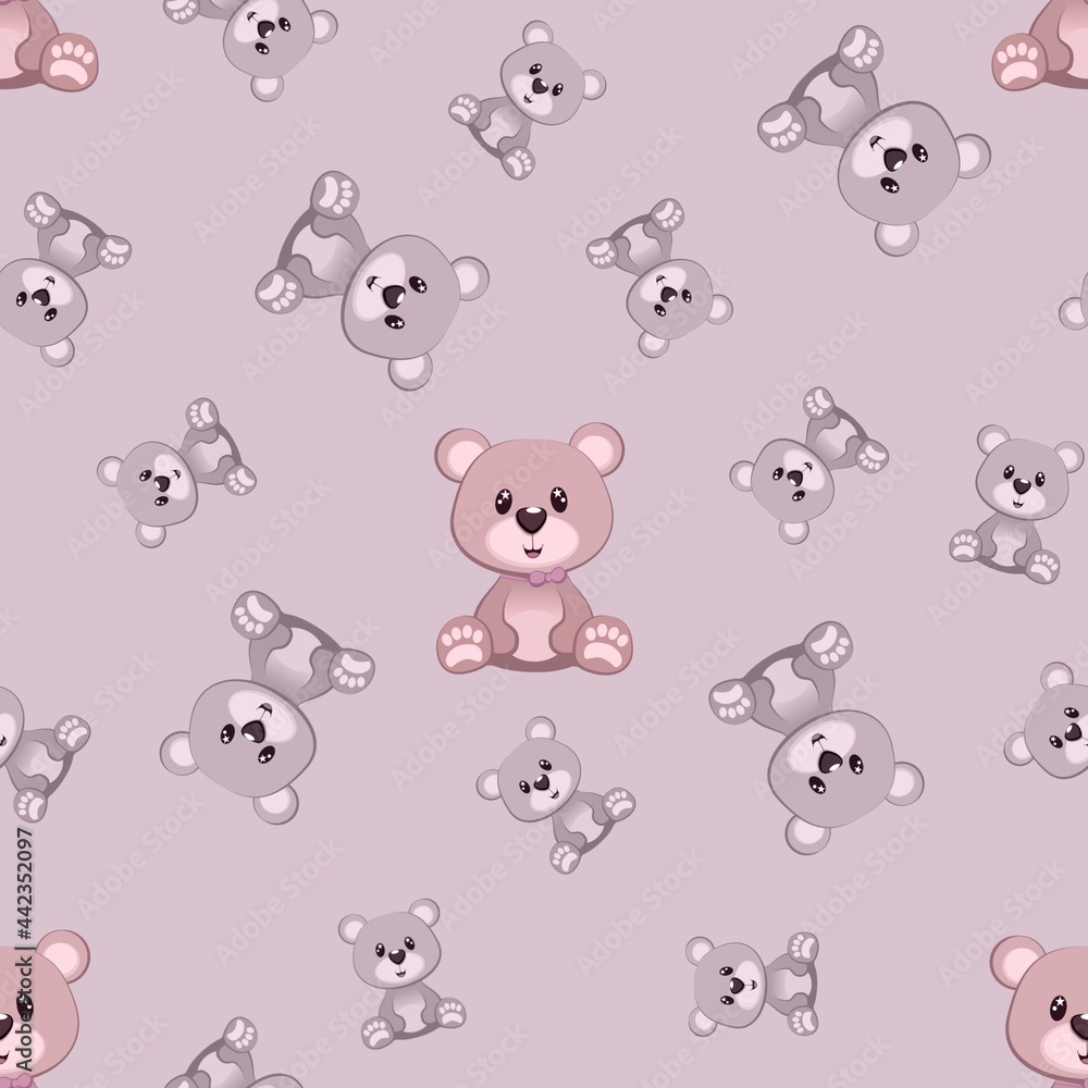 Seamless pattern with teddy bears on pastel background. For children room, package, wrapping, print, fashion, accessories, textile, media, wallpaper. Seamless pattern with teddy bears on pastel background. For children room, package, wrapping, print, fashion, accessories, textile, media, wallpaper.