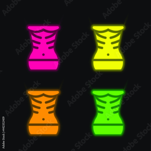 Anorexia four color glowing neon vector icon